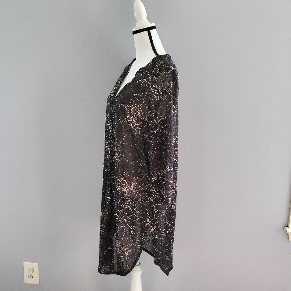 H&M Long Button Down Long Sleeve Black Sheer Shirt Size M - Picture 3 of 11